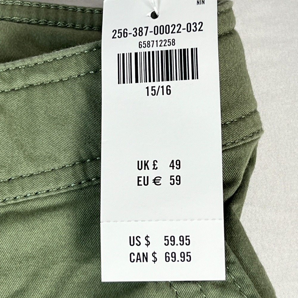 Abercrombie Kids Cargo Pants Kids 15/16 Regular Olive Green Wide Leg Utility New - Picture 5 of 11